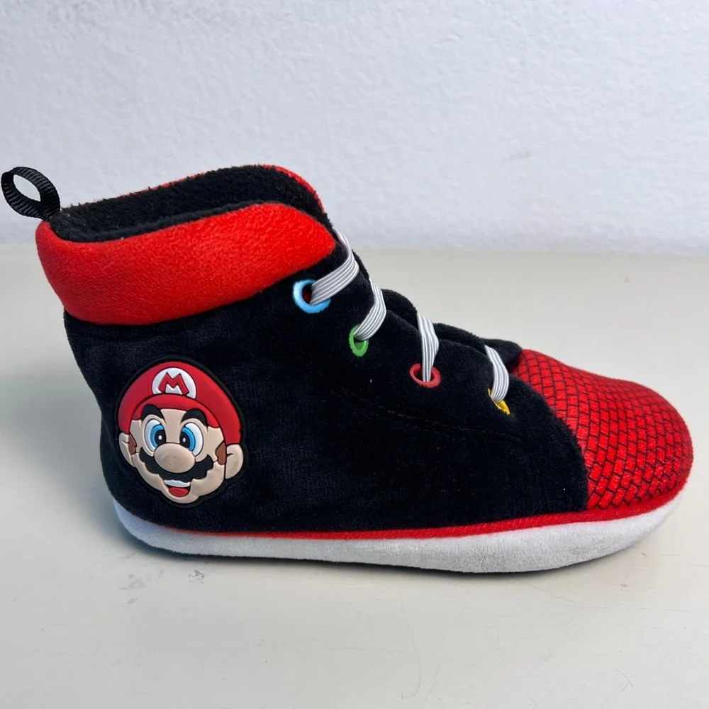 Nintendo Super Mario Little and Big Boys‎ Red Green Slippers size 11-12